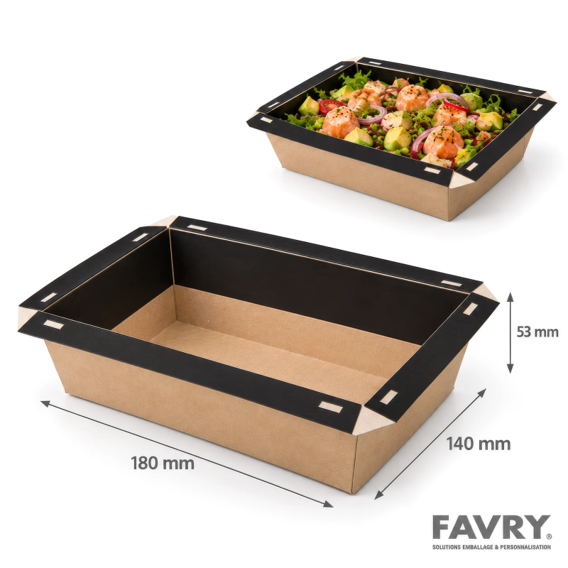 Barquette carton noire 850 g 180 x 140 x 53 mm | Favry