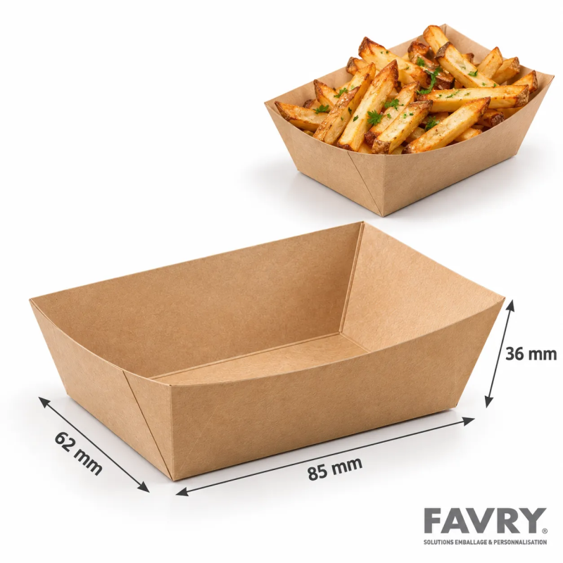 Barquette bateau carton brun Caissipack 200 g