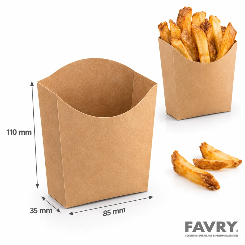 Pochette frite carton brun 85x35x110 mm | Favry