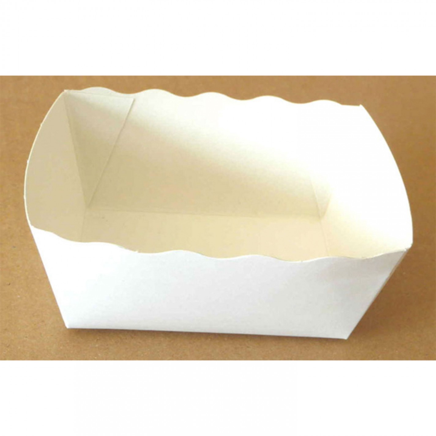 BARQUETTE CARTON BLANC IMPERGRAS 250G 85X65X42MM/100