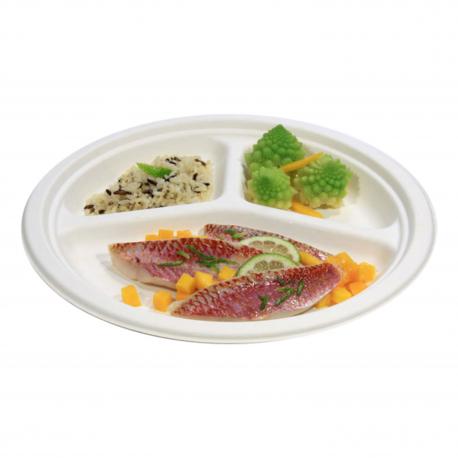 ASSIETTE CANNE A SUCRE RONDE 3 CASES ø26CM /50 ASSIETTE CANNE A SUCRE RONDE 3 CASES ø26CM /50