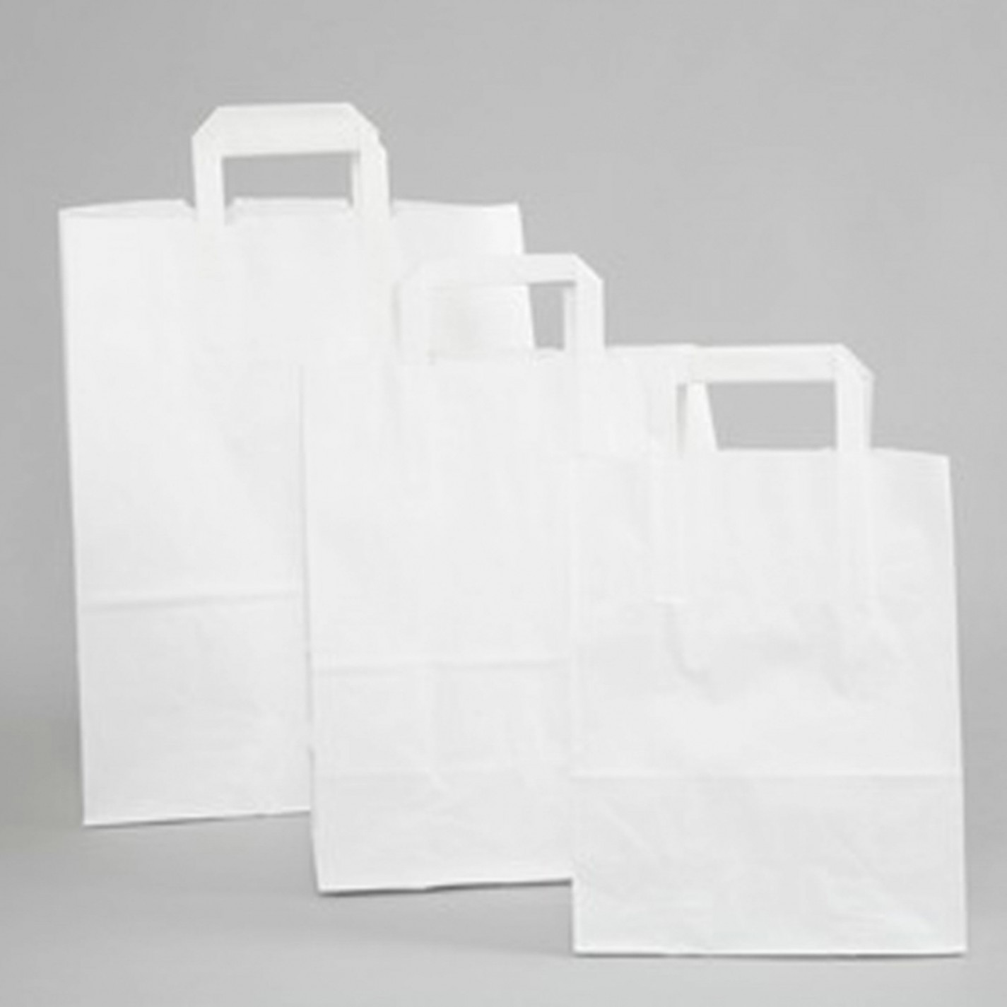 SAC CABAS KRAFT BLANC POIGNEE PLATE 18+8X22CM 70G /50