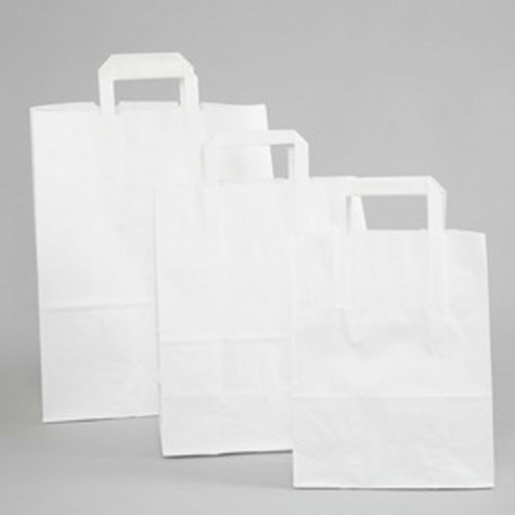 SAC CABAS KRAFT BLANC POIGNEE PLATE 32 15X40CM/50