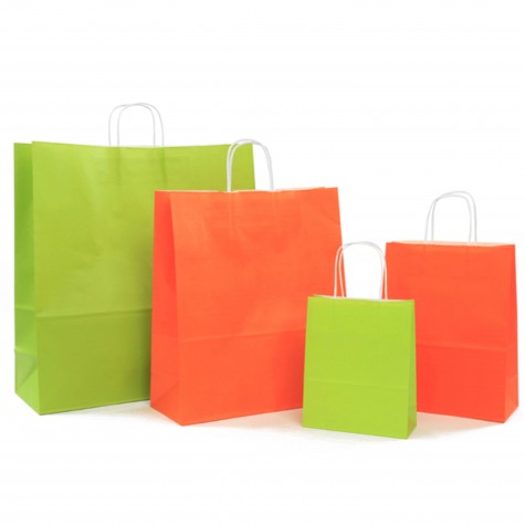 SAC CABAS KRAFT ORANGE POIGNEE FICELLE 23 12X30CM/50