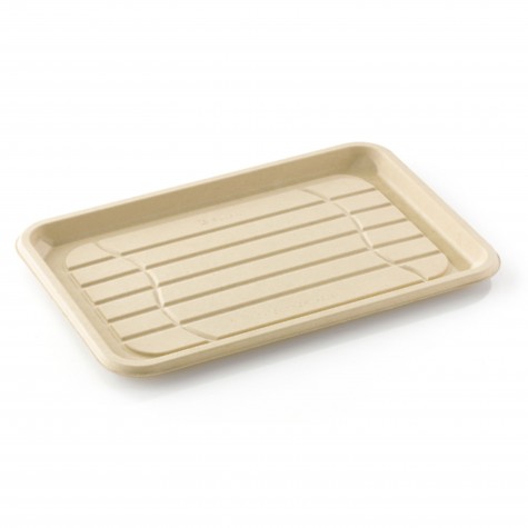 PLATEAU REPAS CANNE A SUCRE BEIGE 46X30CM /100 SANS CASE