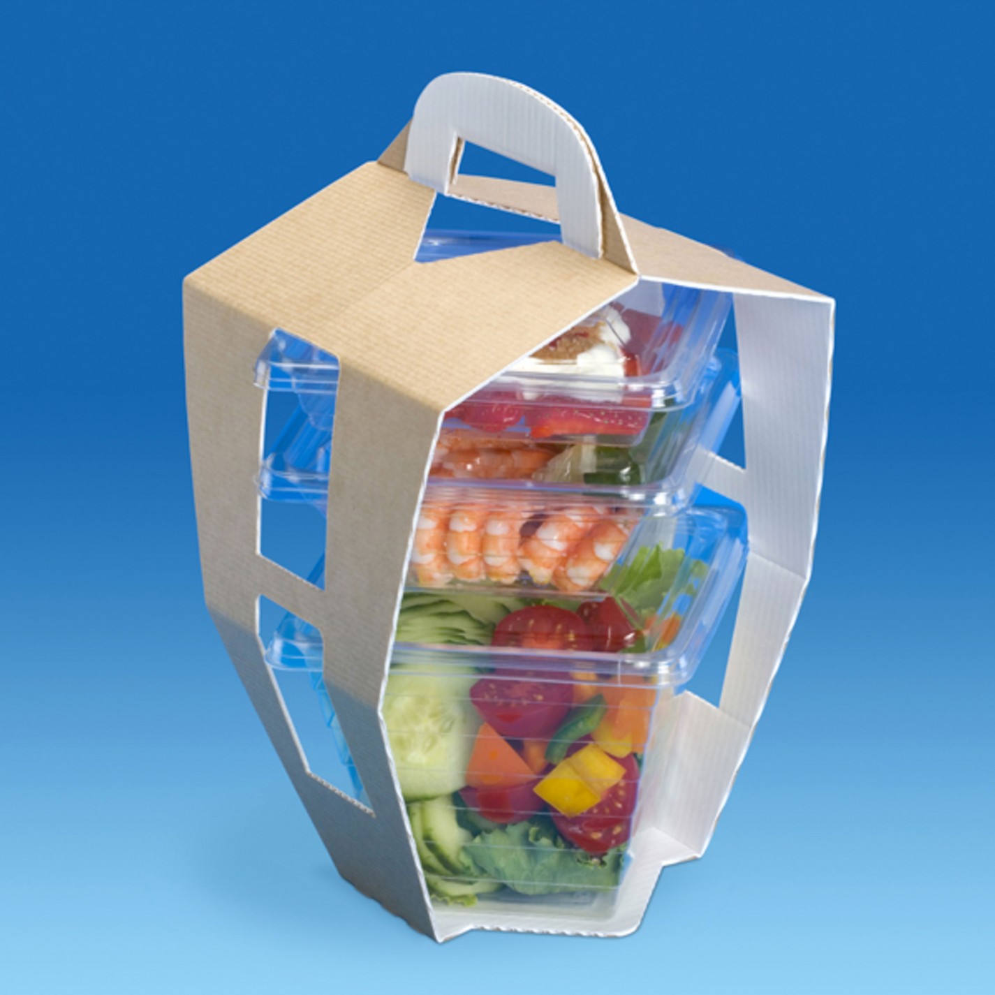 BENTO 3 BARQUETTES SUPPORT CARTON 140X140X250MM BENTO 3 BARQUETTES SUPPORT CARTON 140X140X250MM
