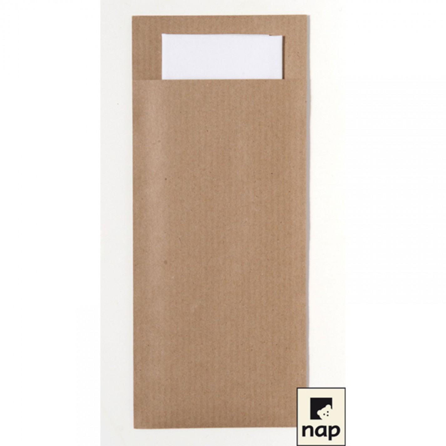 POCHETTE KRAFT BRUN+SERVIETTE OUATE 23X39 BLANC /500 POCHETTE KRAFT BRUN+SERVIETTE OUATE 23X39 BLANC /500