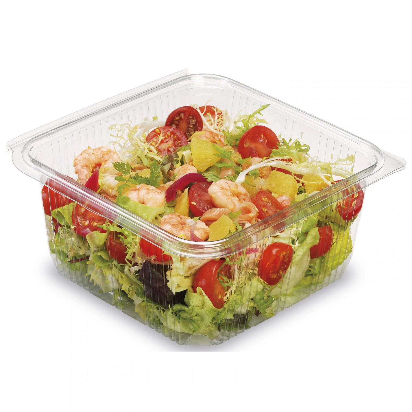 BARQUETTE COUV CHARNIERE ATTENANT PET OPTIPACK 1500G 188X188X70MM /60 BARQUETTE COUV CHARNIERE ATTENANT PET OPTIPACK 1500G 188X188X70MM /60