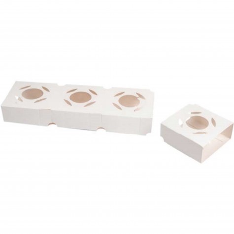 SUPPORT CARTON POUR MISE EN BOUCHE 275 G/M2 8.5X8X3.5CM BLANC /100