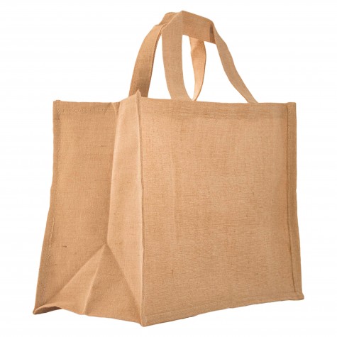 SAC CABAS TOILE DE JUTE/ COTON INTERIEUR LAMINE ANSES EN COTON-JUTE 36+20X27CM