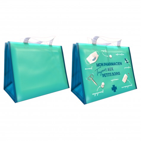 SAC CABAS POLYPRO NON TISSE 140G ANSES COURTES POLYPRO TRESSE 360+200X270MM