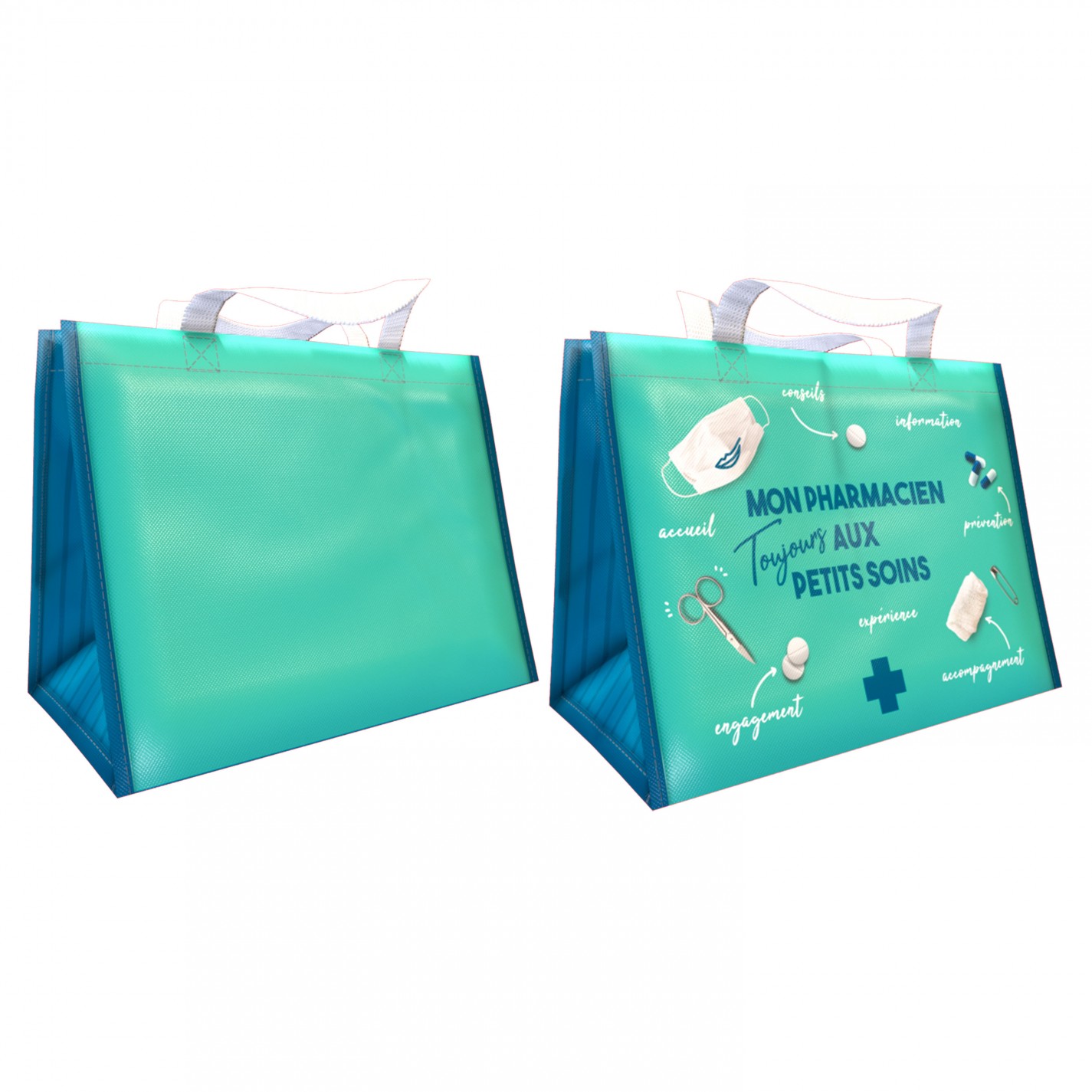 SAC CABAS POLYPRO NON TISSE 140G ANSES COURTES POLYPRO TRESSE 360+200X270MM