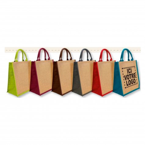 Cabas toile de jute et coton > sac cabas durable en toile de jute et coton  tous commerces tote bag personnalisable