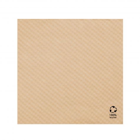 SERVIETTE DOUBLE POINT 2 PLIS 33X33 RECYCLEE BRUN /50