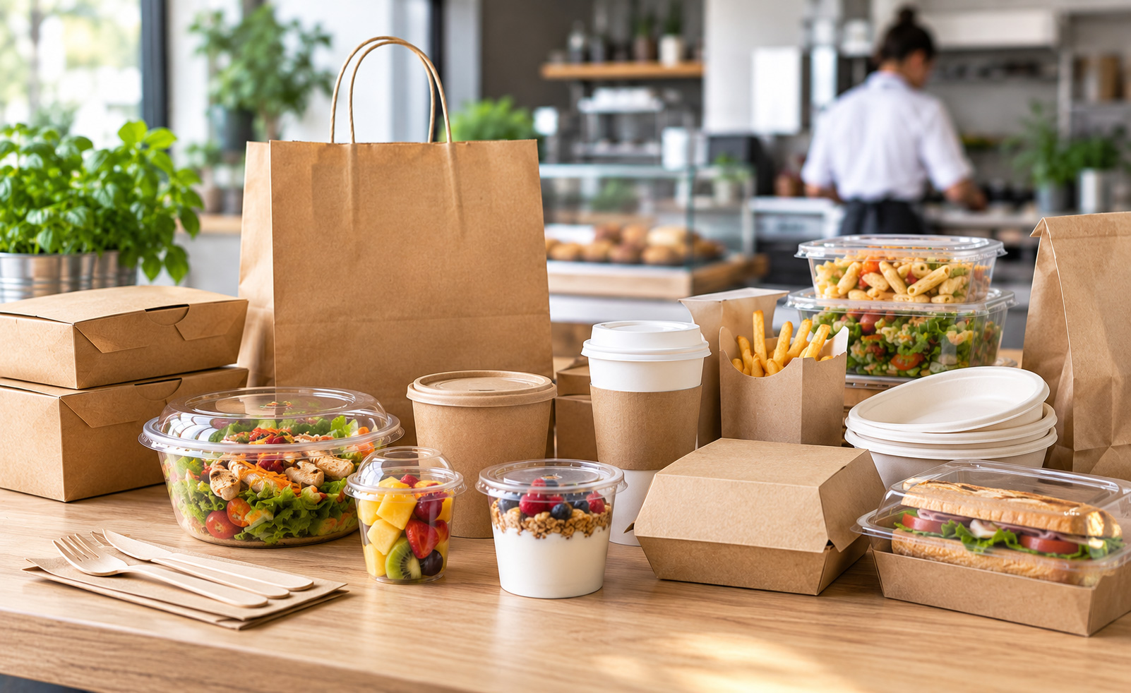 Assortiment d’emballages alimentaires et de solutions de conditionnement pour professionnels