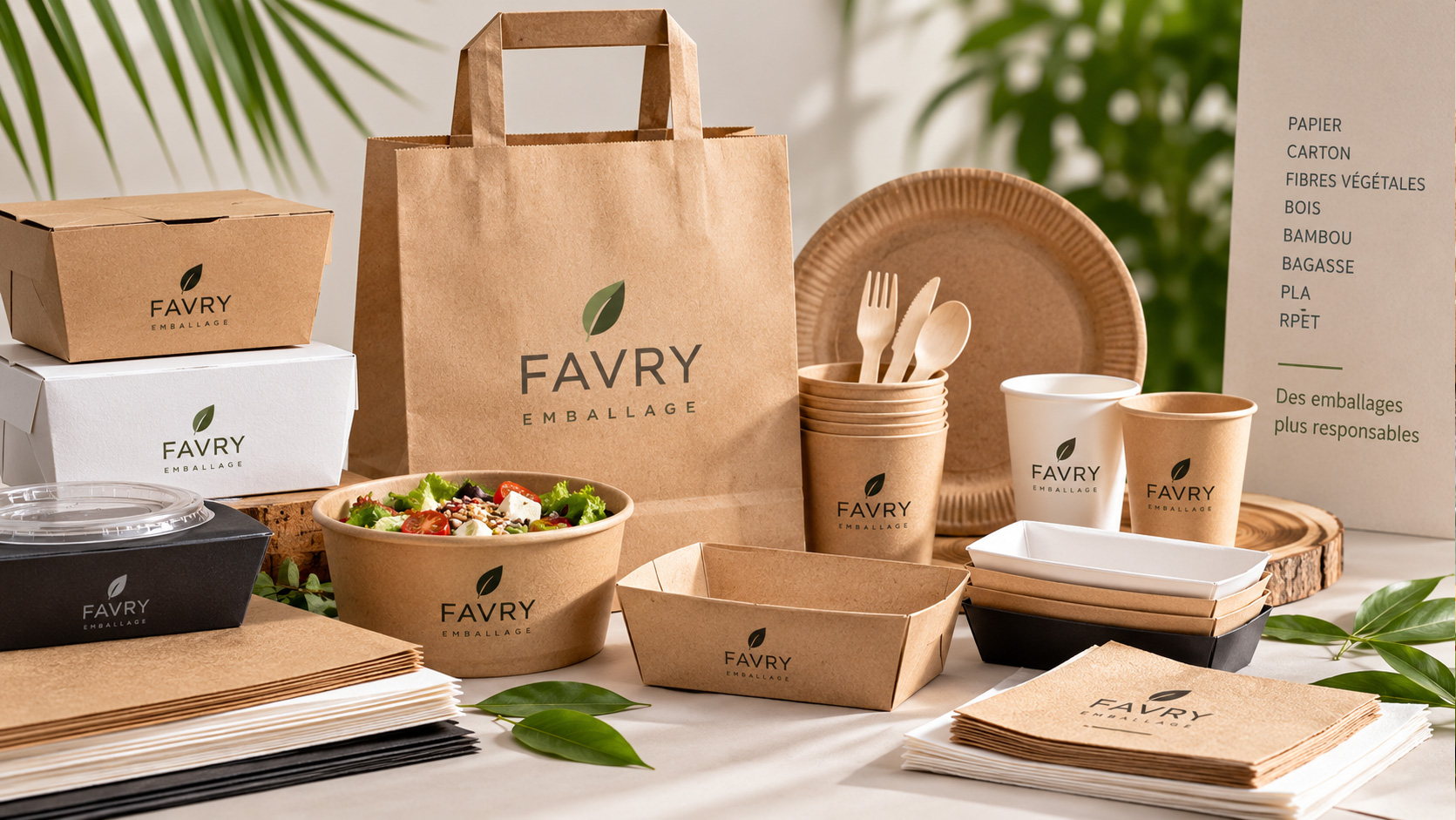 Emballages alimentaires Favry en papier, carton et matières d’origine végétale