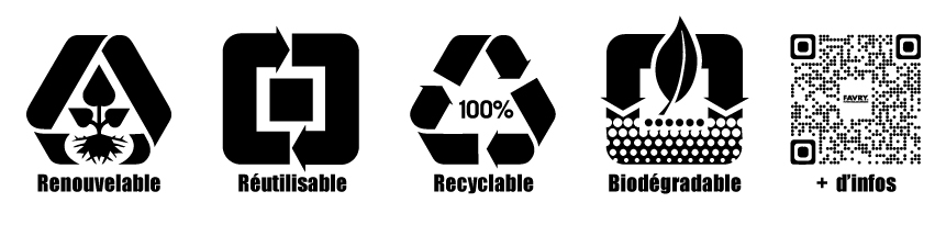 Emballages alimentaires professionnels avec informations de tri et de recyclage