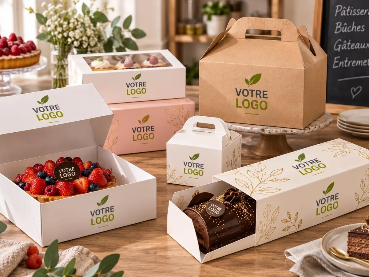 Boîtes pâtissières personnalisées avec impression Votre Logo