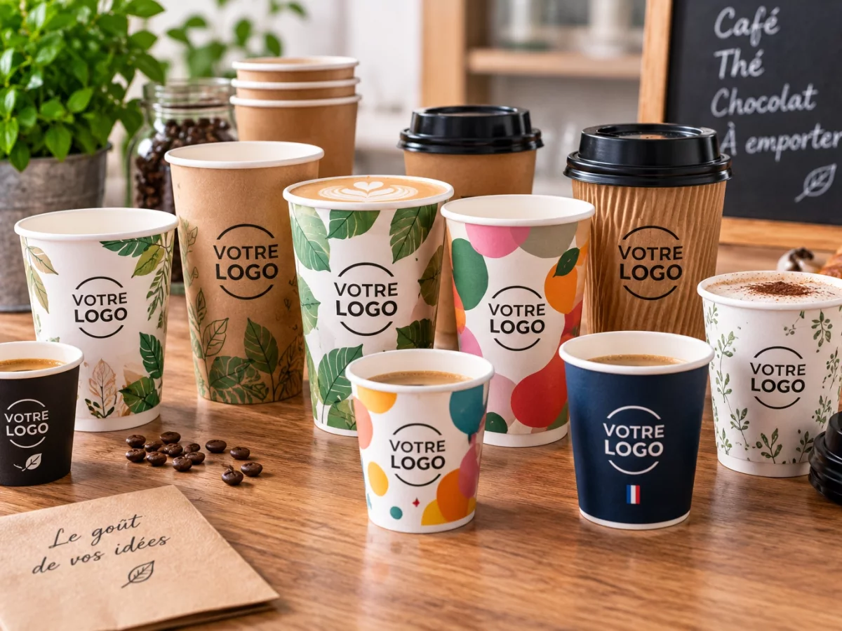 Gobelets carton personnalisés avec impression Votre Logo