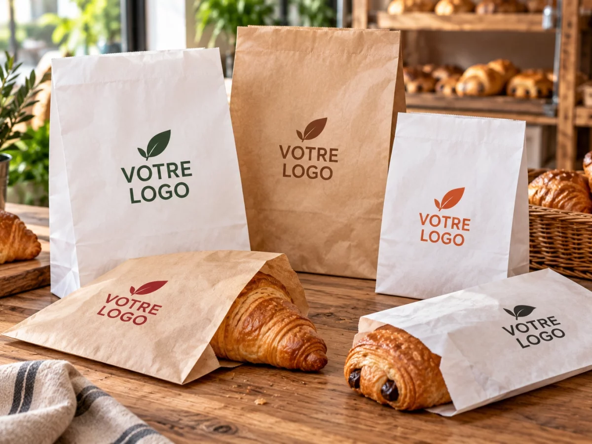 Sacs croissant en papier personnalisés avec impression Votre Logo
