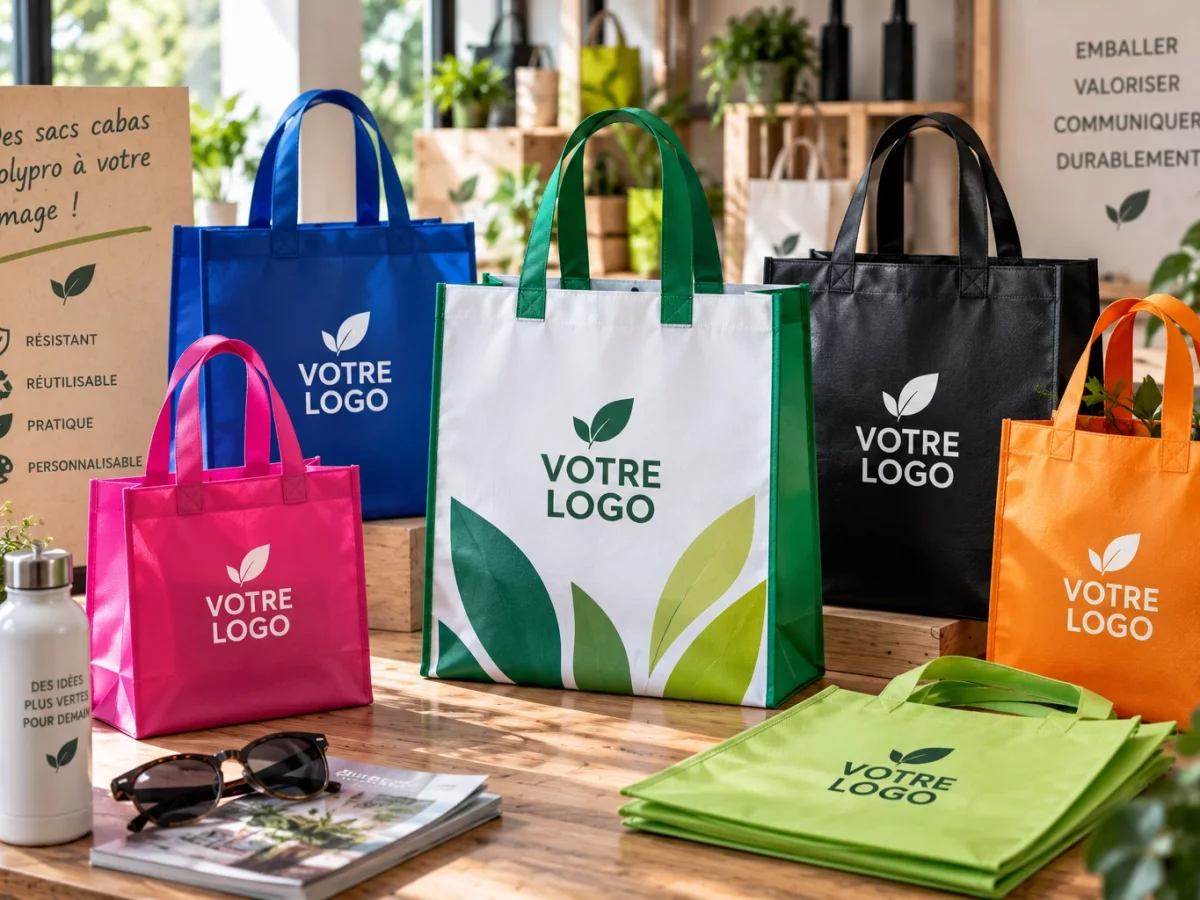 Sac cabas polypro personnalisé avec impression Votre Logo