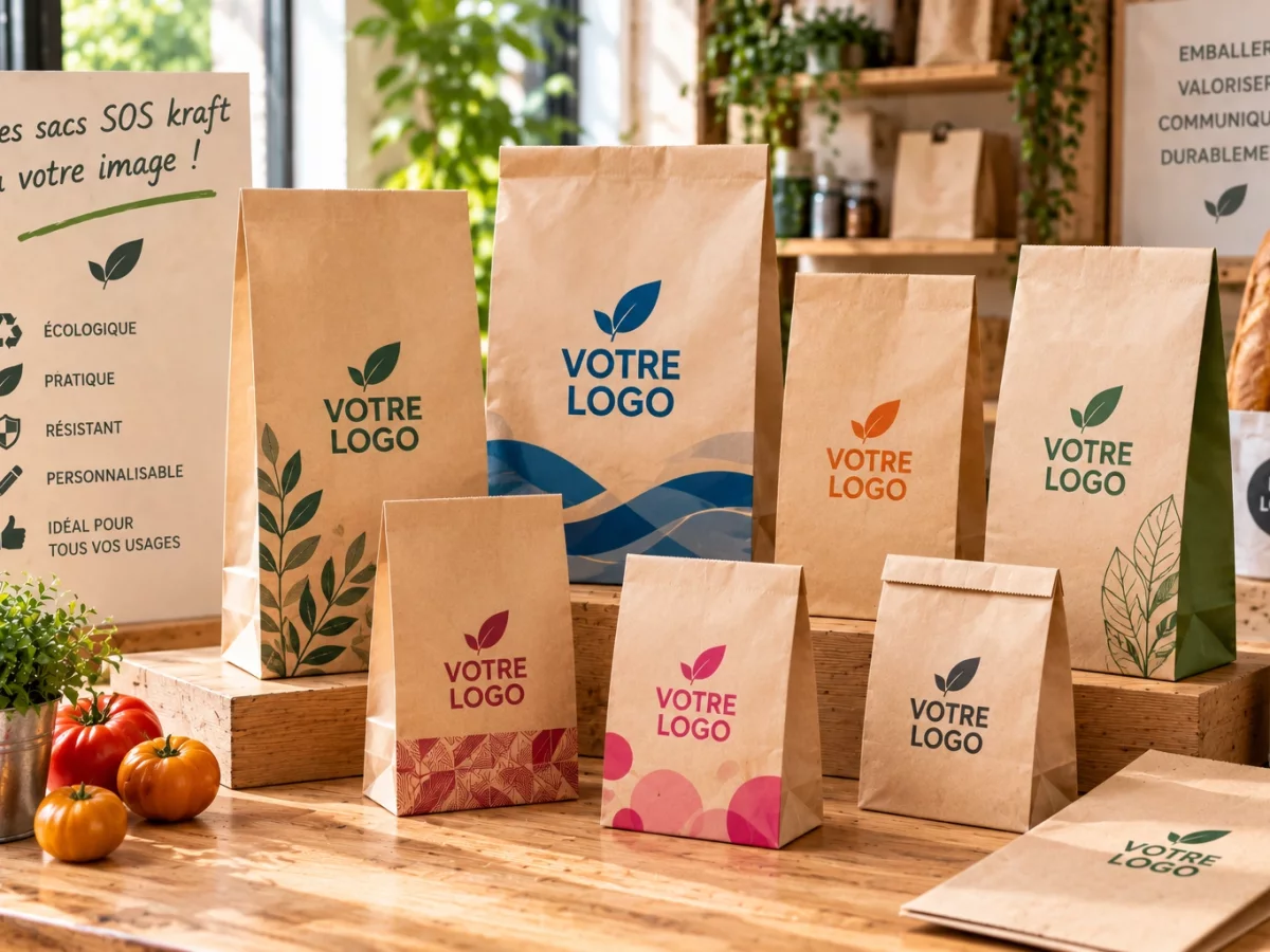 Sac SOS kraft personnalisé avec impression Votre Logo