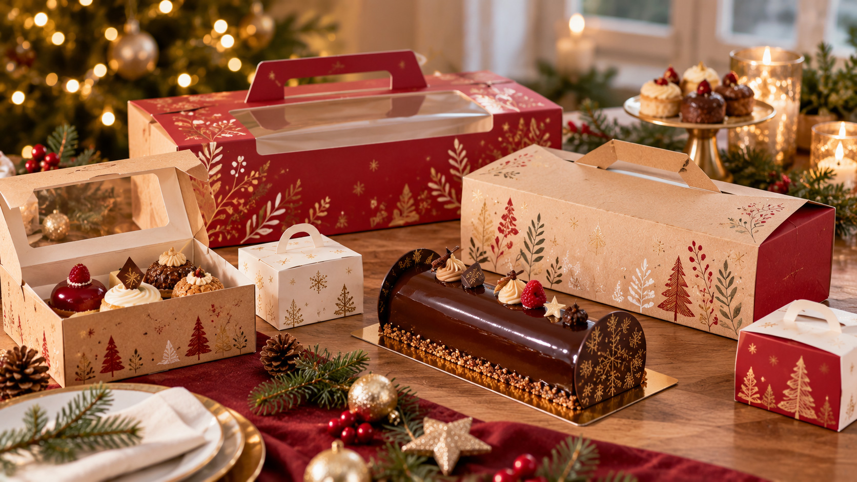 Emballages de Noël et boîtes à bûches pour professionnels